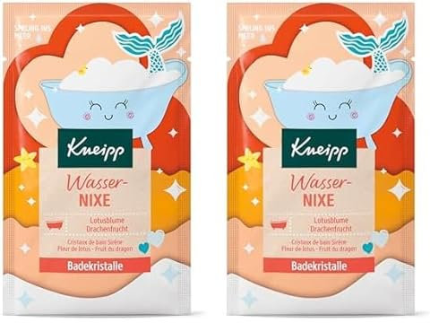 Kneipp Cristaux de bain nixe d'eau - Additif de bain aux extraits naturels de fleur de lotus et de fruit du dragon vous emmène dans un monde sous-marin avec de l'eau corail et un parfum floral et