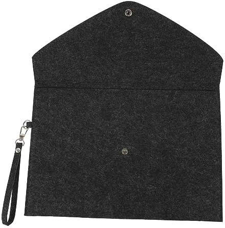 STOBOK Filztasche Dokumentenmappe Mit Druckknopf Und Lanyard Wasserdichte Filz-ordnerhülle Für Büro Schule Und Geschäftsreisen Praktischer Reise Aufbewahrungsbeutel in Dunkelgrau