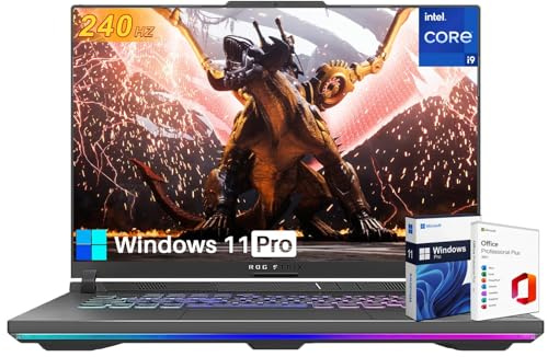 ASUS ROG Strix G16 Gaming Laptop 2024, 40.6 cm 240Hz QHD+, Intel 14th Gen Core i9-14900HX (hasta 5.8GHz), GeForce RTX 4060, 32GB DDR5, 1TB SSD, retroiluminado KB, Wi-Fi 6E, Win11 Pro y MS Office