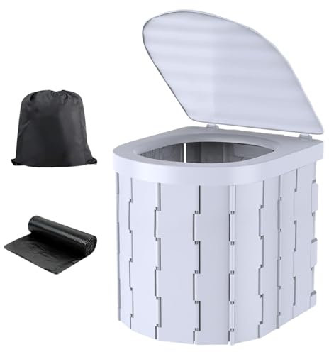 Eoixuqba Klappbare Campingtoilette, tragbare Toiletten für Erwachsene - Tragbare Campingtoilette faltbar mit Deckel,Außentöpfchen-Eimer für ältere Menschen, Nachttöpfchen-Eimer mit Organizer für