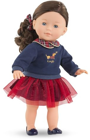 MaCorolle Perle, Feiertage, Weichkörper-Ankleidepuppe mit langem Haar im festlichen Winteroutfit, Schlafaugen, Vanilleduft, 36cm, ab 3 Jahre