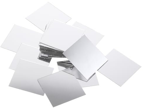 JJUNW 50 Stück Acryl Klebespiegel, 5x5 cm Spiegelfliesen Selbstklebend, Kunststoff Spiegel DIY Klebespiegel Mosaik Spiegel Dekoration für DIY Wand Deko Badezimmer Handwerkskunst Schrank