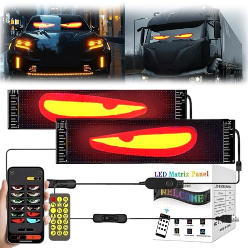 Led Augen für Auto LKW Devil Eyes Teufelsaugen Display Matrix Panel USB | Leuchtaugen, Dynamic Soft Screen, Wasserdicht, Smart DIY, Programmierbare, Kfz Frontscheibe Heckscheibe Traktor, 1er, 2er set