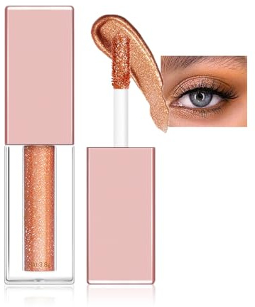 AONAT Fard à Paupières Liquide Scintillant, Pailleté, Paillettes Yeux Maquillage, Longue Durée, Hydratant, Brillant, Ombre paupières imperméable (04 Cuivre et or antiques)