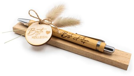 VmG-Store Holz Kugelschreiber als Geschenkidee zum Muttertag Mama Vatertag Geburtstag Papa Oma und Opa Arbeitskollege Freundin Freund (Ohne Wunschname, 21 Beste Kollegin)