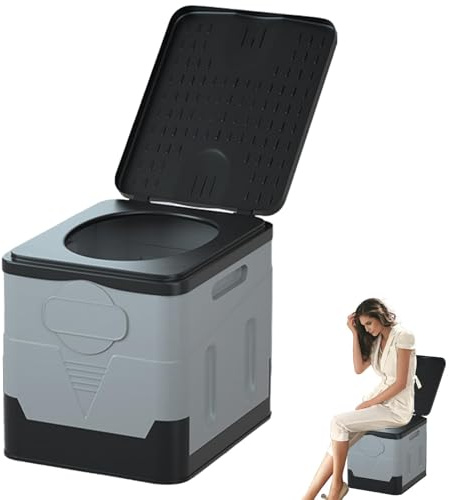 Erwachsener tragbares Töpfchen - 20 l undakes Camping -Toilette Deckel, Fahrt Töpfchensitz | Kompaktes Auto-Töpfchen für Roadtrips, Notoilette im Freien, robuste Camp-Toilette für Wandern und Wohn
