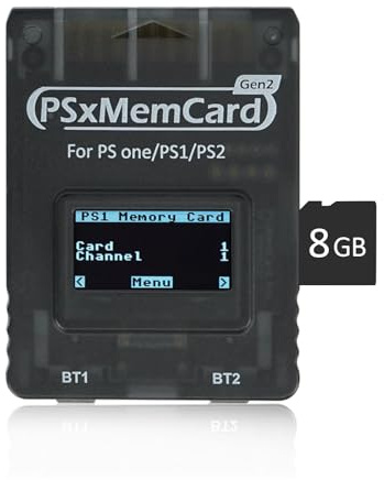 Guilekeys PSxMemCard Game Memory Card Compatible with PS2/PS1/PS One Console, 8GB MicroSD Card Include, Supports Firmware Upgrade, Unlimited Storage and Sd2psXtd, High Speed