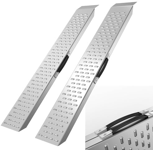 HENGMEI 135cm Auffahrrampe, Rampe Max 400 kg, Verzinkter Stahl Auffahrkeile, Bordsteinrampe, Rollstuhlrampe, Fahrradrampe, Laderampe für PKW, Anhänger, Treppe, Fahrrad (2 Stuck)