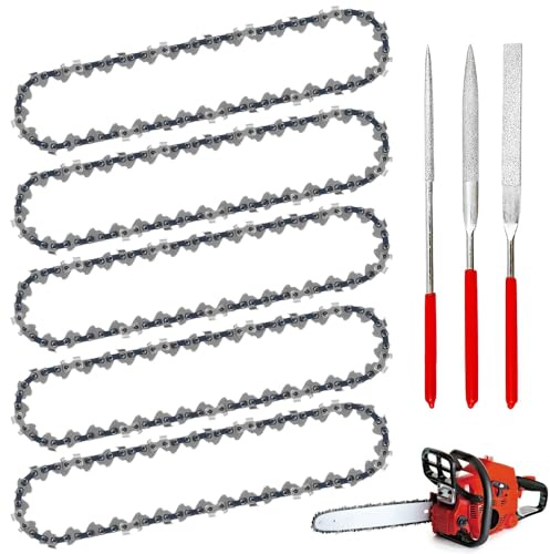 Mini cadena de motosierra de 6 pulgadas, 5 piezas de repuesto de cadena de motosierra, paso LP de 1/4 pulgadas con lima afiladora para motosierras pequeñas inalámbricas, poda de árboles de guardería
