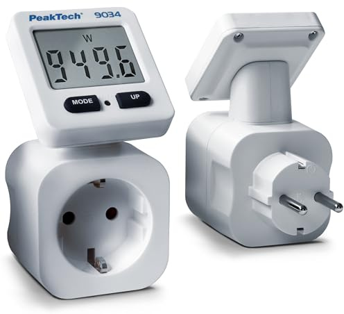 PeakTech 9034 Energiekostenmessgerät, Strommessgerät/Strommesser 0,1W Auflösung mit drehbarer Anzeige