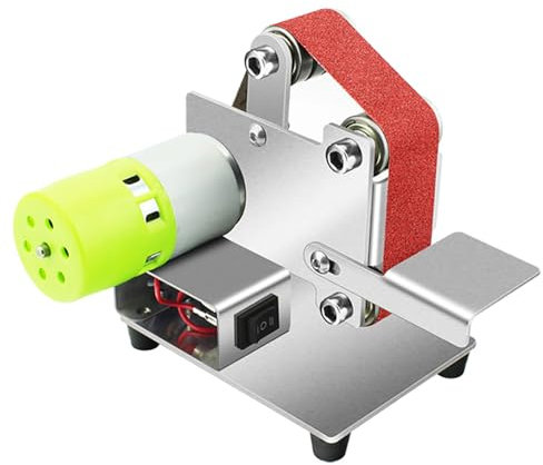 ERICAT Mini Ponceuse À Bande, Ponceuse À Disque, 7 Vitesses Réglables Et Vitesse À Vide 9000r/min, Dissipation Efficace De La Chaleur Et Support La Rotation Avant/arrière, pour La Gravure, La Découpe
