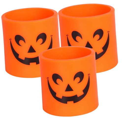 DIYEAH 3 pièces Bougies LED à Piles sans Flamme Bougies Chauffe Plat Électriques Imprimées Visage de Décoration Halloween sans Cire Sécurité et Animaux Facile à Utiliser