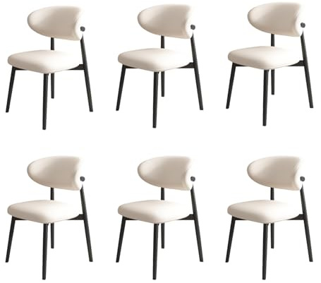 Set mit 6 modernen, ergonomischen Esszimmerstühlen aus Holz – bequeme Polsterstühle für Küche und Wohnzimmer, leicht zu reinigen, stilvolles schwarz-weißes Design