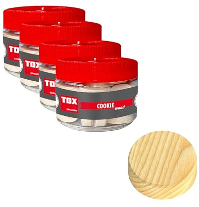 TOX Set con tasselli tondi “Cookie Wood” in abete, 4 misure 15/20/25/30mm, riparazione e riempimento legno, 225 pz, 015909017