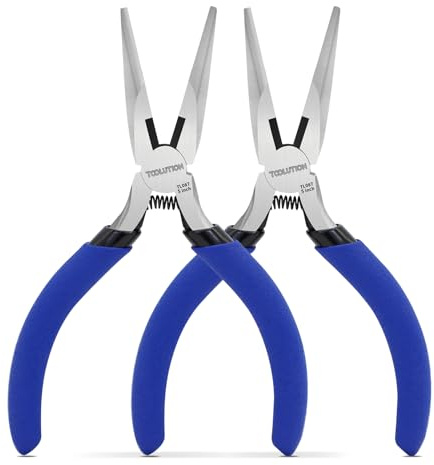 TOOLUTION 13 cm Spetstång, 2-pack Smyckestångsverktyg med Trådskärare, Liten Tång Fjädrad för Smyckestillverkning, DIY-pyssel, Elektronikreparation, Precisionsarbete