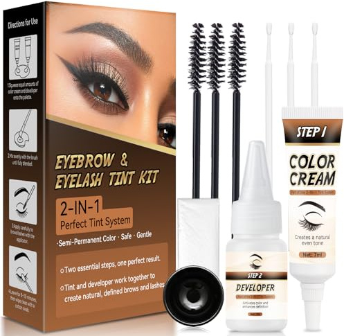 Wansiven Eyebrow & Eyelash Tint Kit — Black Tint for Fuller-Looking Brows and Thicker-Looking Lashes; Long-Lasting Color for Up to 6 Weeks; Salon-Quality DIY Tinting Experience at Home (7ml | Black)