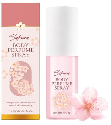 Spray de Parfum Corporel Aux Fleurs de Cerisier - Parfum Doux de Sakura, Longue Durée, Portable, Toucher Doux for la Peau(4pcs)
