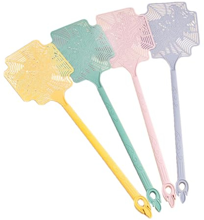 Matamoscas de mango largo - 4 piezas matamoscas manuales de colores, matamoscas para asiento de mosca, lugar de trabajo de jardín interior | Cocina de restaurante, fábrica de tra