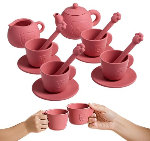 Juego de de té para niñas | Juego de rol | Juego de tazas de té de silicona,Para niños y niñas, citas, cumpleaños, sala de juegos, guardería, noche familiar, guardería, escuela