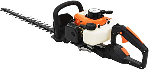 Benzin-Heckenschere mit 722 mm Klingenlänge, 26 cc Motor, 600 mm Schnittlänge, drehbarer Griff, Stahl und Kunststoff, für Hecke Strauch Busch Gartenpflege und präzises Schneiden