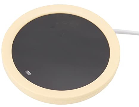 Yosoo Health Gear USB-kaffemuggvärmare, ABS Elektrisk Kaffekoppsvärmare med Gravitationsbrytare, 131F Värmeplatta, Digital Display Touch Control, Platt Glasyta för Skrivbordshemmet (Gul)