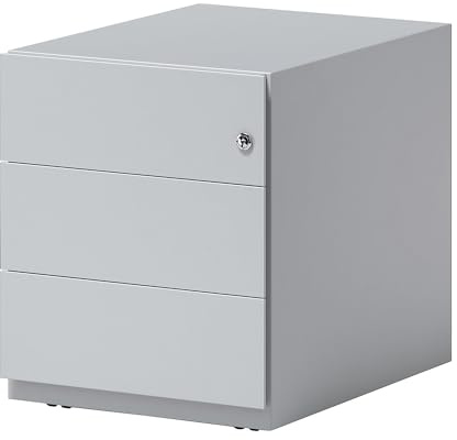 BISLEY Rollcontainer Note mit Griffleiste, 3 Universalschubladen, Metall, 645 Lichtgrau, 56.5 x 42 x 49.5 cm | Mit 3 Universalschubladen, HxBxT 495 x 420 x 565 mm, mit Griffleiste, lichtgrau
