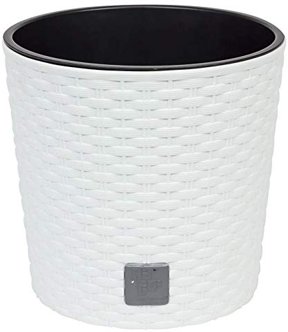 Runder Topf 15,3 Liter Rato mit Pflanzschale in weiß 30 x 30 x 27 cm