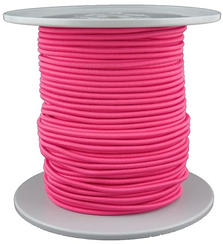 Gepotex Gummiseil/Expanderseil Länge 100 Meter Durchmesser 5mm Farbe pink Fluoreszierend (leuchtet unter Schwarzlicht), Beste Qualität - Made in Germany