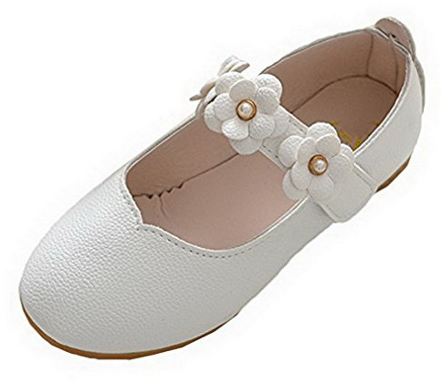 Fancyland Filles Ballerines Chaussures de Princesse étudiants Chaussures chaussures cuir danse (34 EU, Blanc)