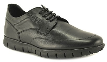 CONBUENPIE by BECOOL - Modelo 2612 - Zapato Extracomodo de Hombre de Piel en Color Negro (42, Negro)