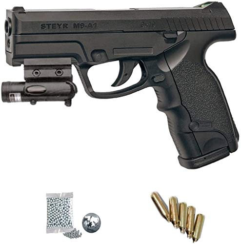 KITASG GNB STEYR Mannlicher M9-A1 LÁSER - Pistola de Aire comprimido (CO2) y balines de Acero (perdigones BBS) Calibre 4.5mm. Réplica + Accesorios <3,5J