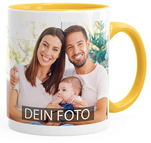 MoonWorks® Fototasse, Tasse mit Foto und Text selbst gestalten, personalisierte Geschenke, Fotogeschenke Gelb unisize