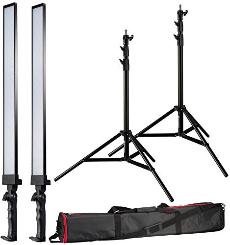 BRESSER BR-2250 | 5500K, CRI über 93, 60 LEDs pro Lampe, 3600 Lumen, dimmbar, Aluminiumgehäuse, Tasche