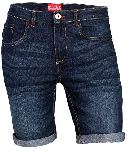 westAce Mens Denim Shorts Stretch Slim Skinny Fit Casual Summer Chino Jeans Shorts Breathable Lightweight Half Pants with Pockets Holiday Travel Everyday Wear Sizes 30W to 40W (32, Dark Wash)