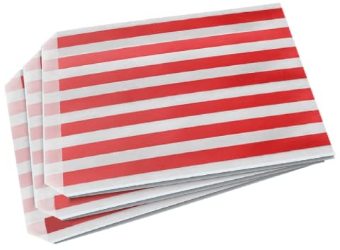 Sabco - 200 Red Sweet Candy Striped Paper Bags 7 x 9 for Confectionary Party Favour Pick n Mix Wedding Sweets Gift Bag (200, 7 x 9)