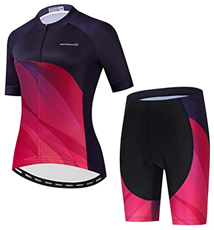 Hotlion Damen Radtrikot Set 3D Gel Gepolsterte Fahrradbekleidung Atmungsaktive Fahrradbekleidung Anzug