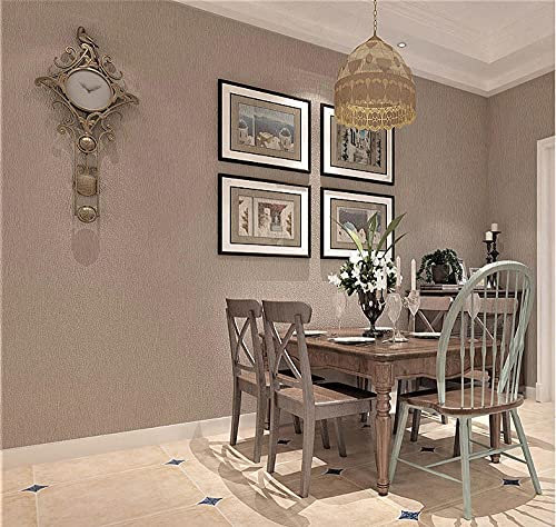 Wallpaper Paste Khaki Nordic Style Dark Pattern Plain Embossing Waterproof Wallpaper, for Kitchen, Bedroom, Living Room, Furniture Wall DIY