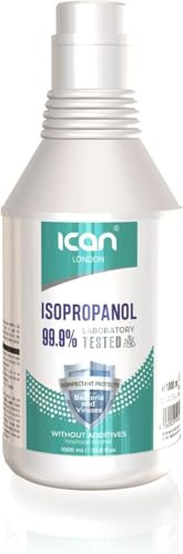 ican london isopropyl rubbing Alcohol 99.9% Pure Isopropyl First aid Antiseptic Disinfectant 1000ml (1 litre)