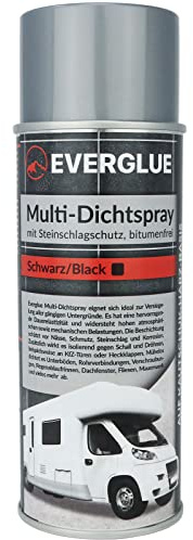 Everglue Multi Dichtspray Steinschlagschutz bitumenfrei schwarz 400ml praktisches Aerosol fürs Auto als Unterbodenschutz, Abdichtung und Versiegelung für Rohrverbindungen, Dachfenster, Fliesen uvm.