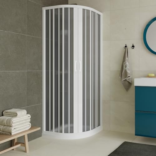 Duschabtrennung mit Balg aus PVC, 80 x 80 cm, Höhe 185 cm, Modell Loto, mit zentraler Öffnung