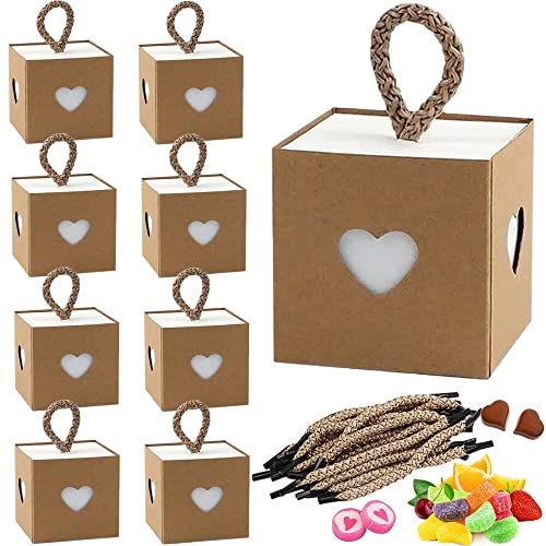 Aiareozy Pralinenschachtel Leer, 30 Stück Kleine Schachteln, Gastgeschenke Hochzeit, Karton Geschenkbox, Mini Retro Kraftpapier Geschenkverpackung Box für Hochzeit, Taufe, BabyParty, Süßigkeiten