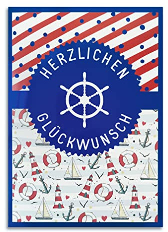bentino MUSIK-Geburtstagskarte, maritime Glückwunschkarte spielt Meeresrauschen und Möwengeräusche, DIN A5 Set mit Umschlag