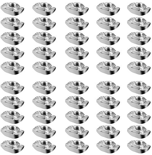 GETLITOOL Nutensteine M5, 50PCS T-Slot Nutmuttern T Nut Muttern Hammermutter Nut 8, Kohlenstoffstahl, Hammerkopf Befestigungsmutter für Aluprofil-Extrusionsschlitz-30-Serie