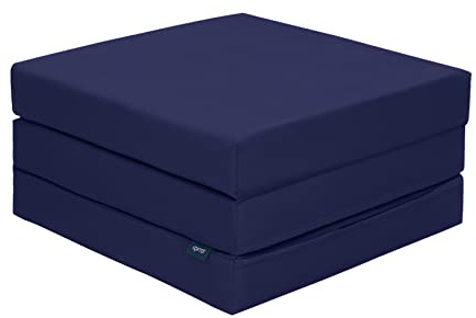 Ready Steady Bed Materasso pieghevole a Z singolo | Letto pieghevole cubo Z resistente all'acqua | Ospiti dei bambini Soggiorno camera da letto Sleepover | Comodo pouf futon | Comoda sedia(blu marino)