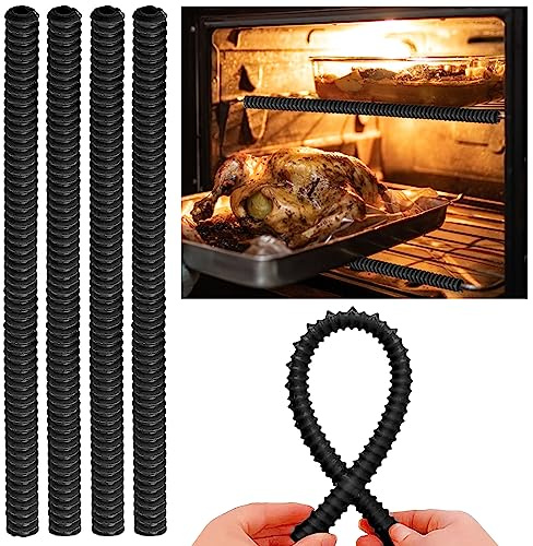 Ankier Oven Rack Covers-4 pcs Protectors, Silicone Shields, Heat Resistant Guards Child Safety Protection Toaster Baking Edge Shields - Against Burns and Scars(Black)