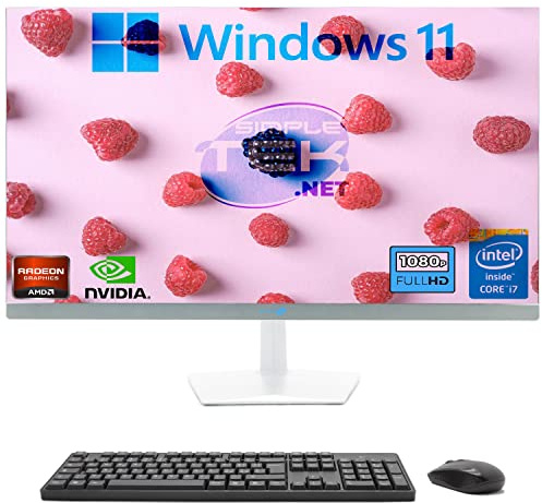 SIMPLETEK - PC All in One 27 FHD Core i7 Windows 11 | 8GB RAM SSD 240GB | Potente e Versatile, Lavoro e Intrattenimento