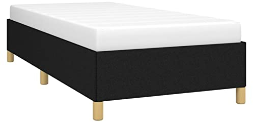 Tidyard Bettgestell Bett Holzbett Futonbett Bettgestell Paletten-Bettrahmen Schlafzimmerbett Ehebett Schlafzimmermöbel Jugendbett Gästebett 90 x 190 cm (B x L) Stoff Sperrholz, Holzwerkstoff Schwarz