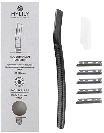 MYLILY Augenbrauenrasierer Metallic schwarz | Gesichtsrasierer Frauen | Dermaplaning Gesicht | Augenbrauen Rasierer für Frauen | Face Razor Woman | Augenbrauen Messer