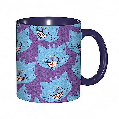 RFSHOP Tazza da caffè Alice nel paese delle meraviglie Stregatto cartone animato animale viola viola 325 ml tazza da tè in ceramica con manico per casa ufficio Natale compleanno