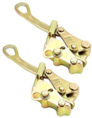 QWORK 6613lb Cable Grip Steel Wire Gripper, 2 Pack 3T Rope Jaw Puller, Clamp Puller
